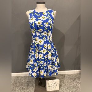 Kate Spade Blue and White Floral Midi Dress